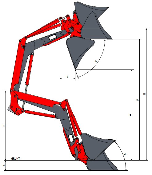 Ładowacz SD 1000 rysunek do wymiarów